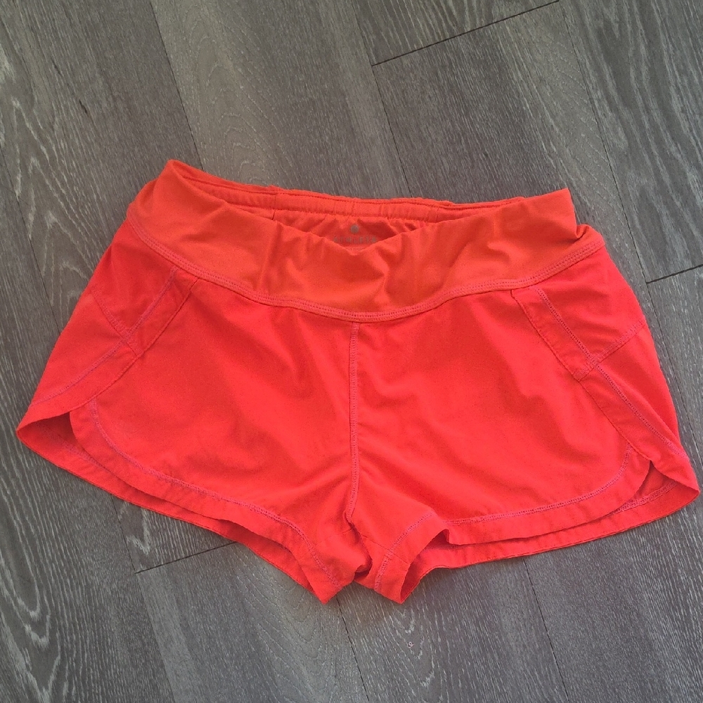Athleta Ready Set Neon Orange Running Shorts
